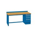 Lista International 72x30x35.25 Cabinet & Leg workbench w/4 drawers, back stop/butcher block top XSTB32-72BT/BB